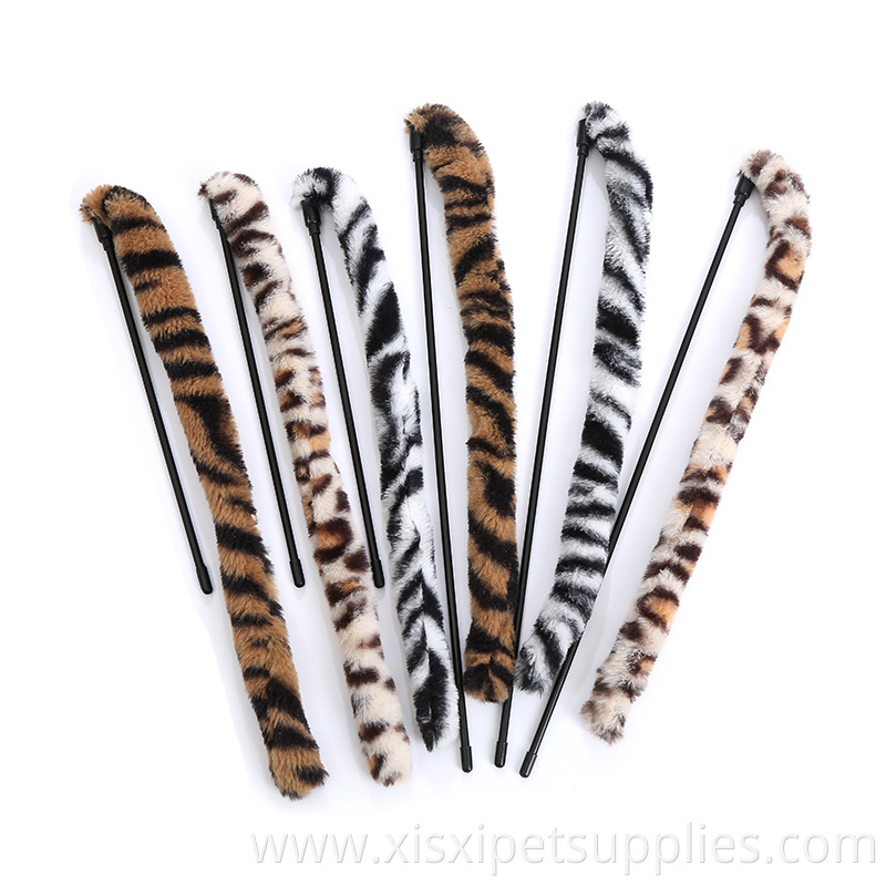Hot selling leopard print plush with bells interactive cat teaser toy